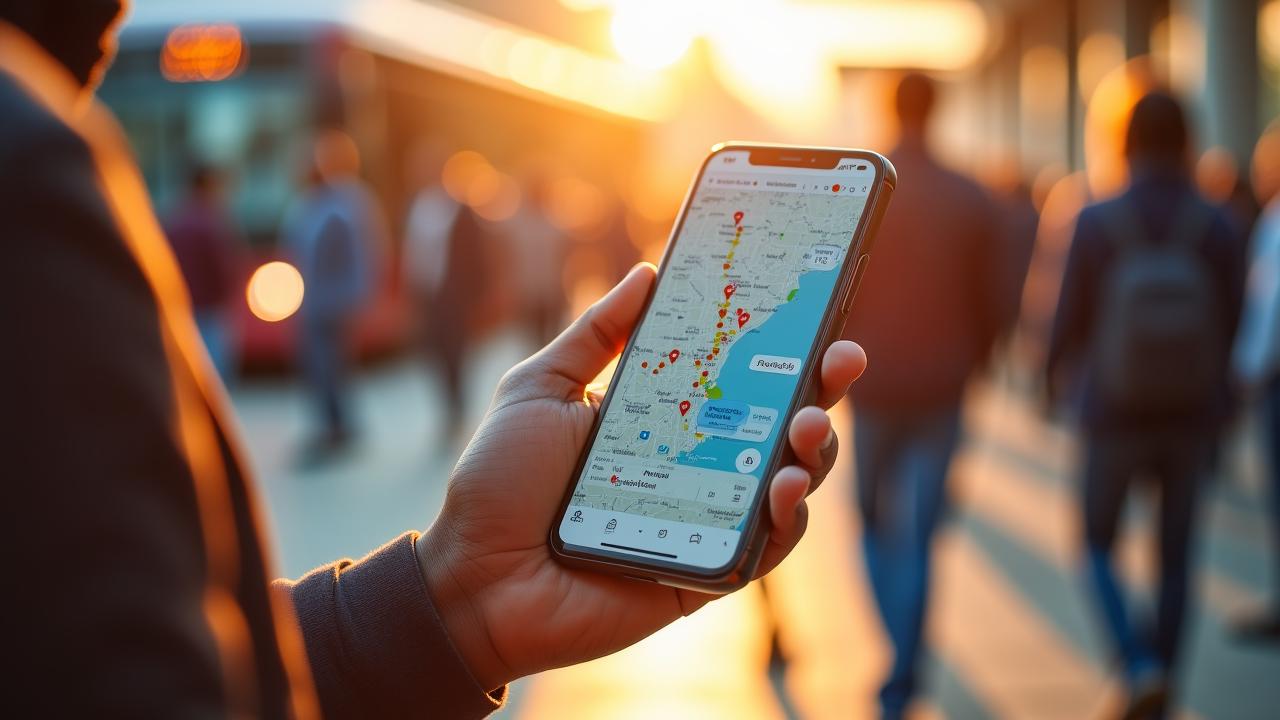 هاتف ذكي يعرض خريطة حية لتتبع الحافلات في نواكشوط